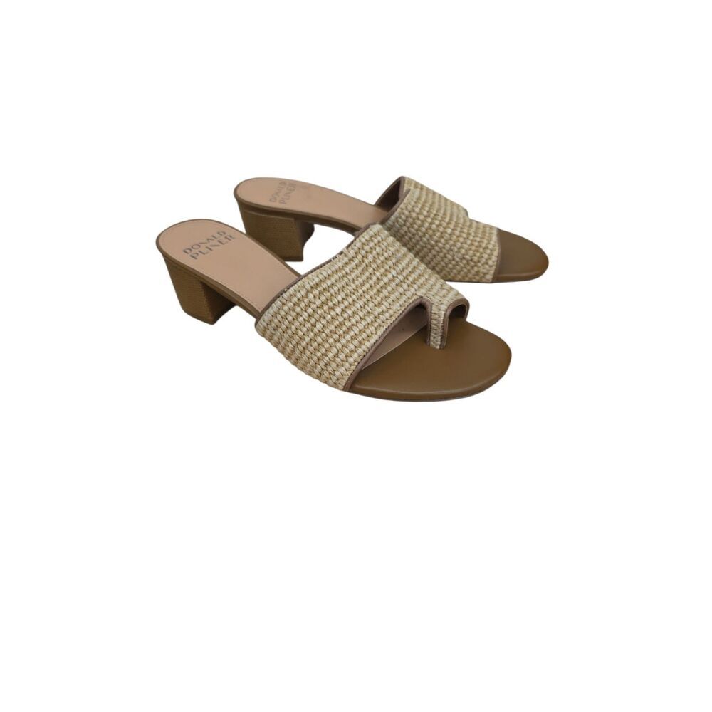 Donald Pliner Naia Embossed Heeled Slide Sandal Women's Tan Size US 8.5M